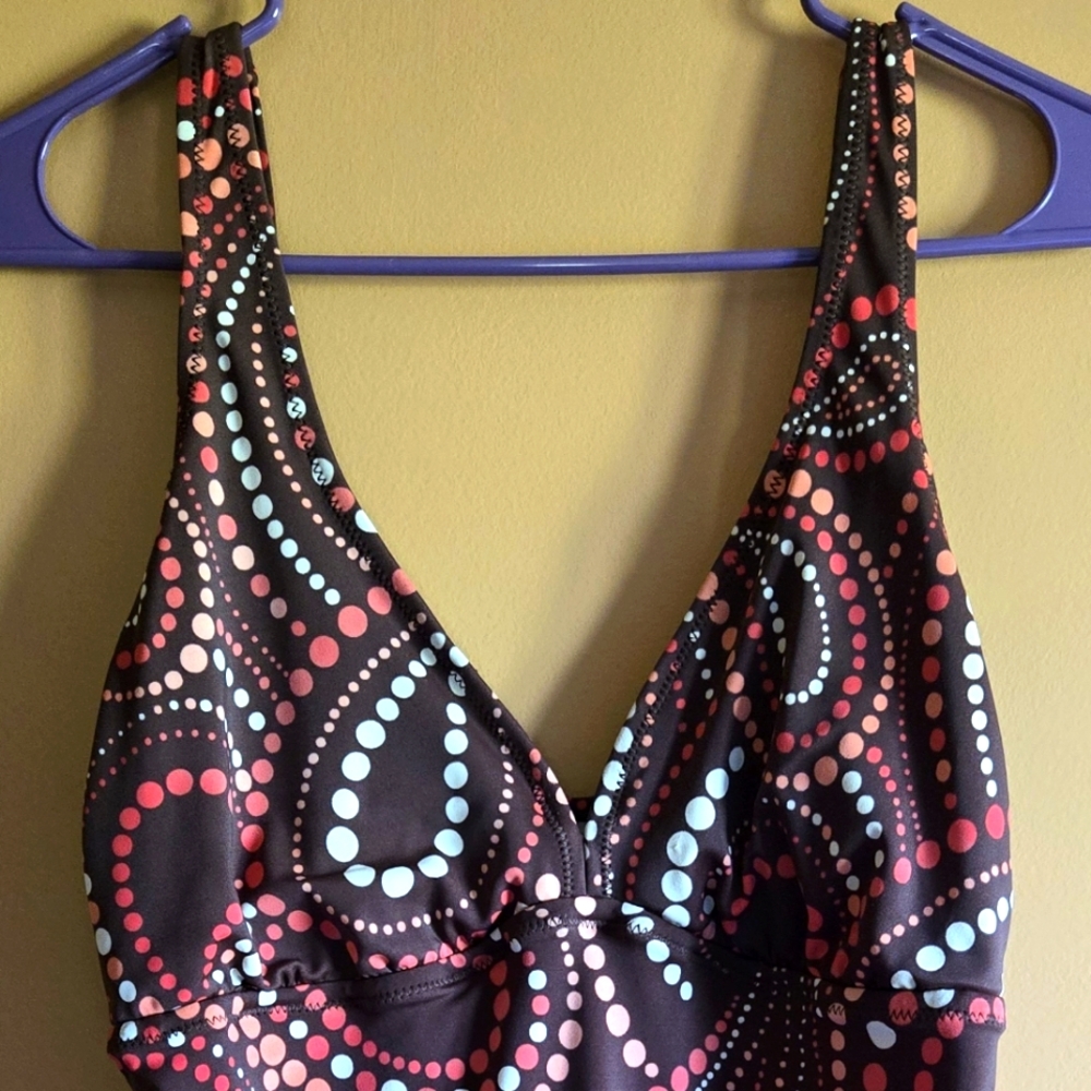 South Point Polka Dot Paisley Swim Top, M